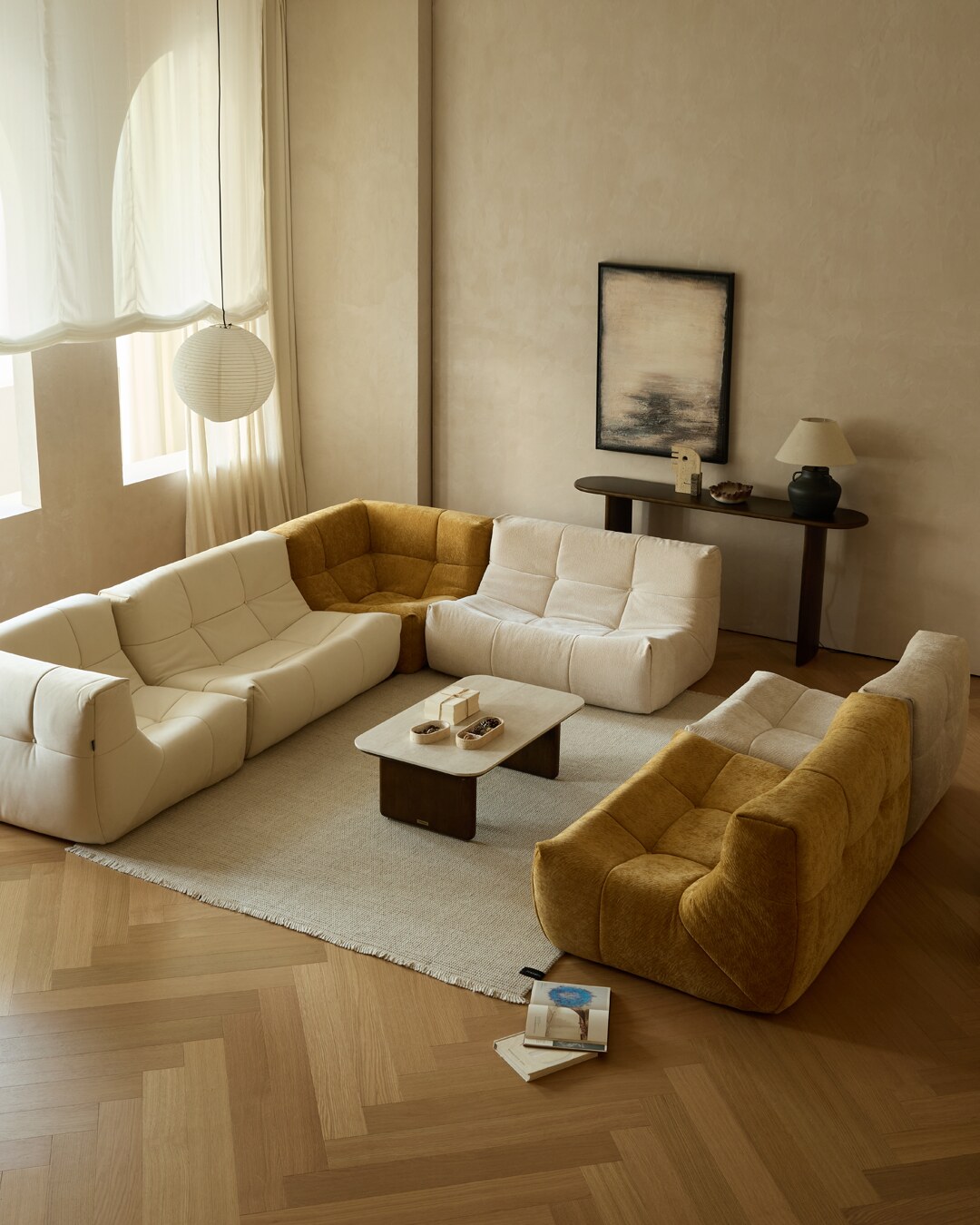 Milo modular sofa arranged in a living room